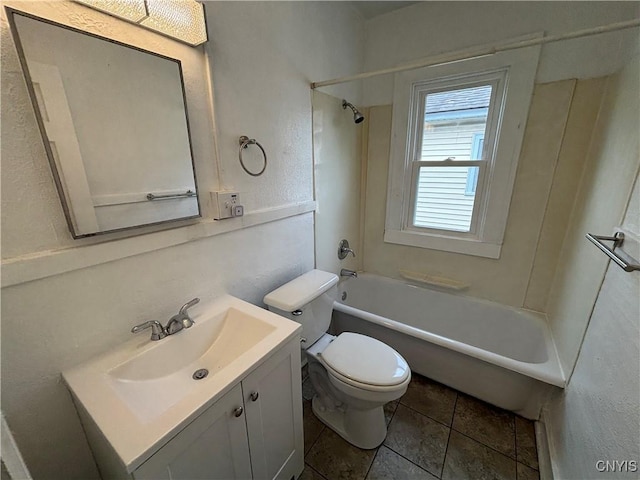 236 N Midler Ave, Syracuse, NY 13206 - bathroom with toilet, vanity, bathtub / shower combination, and tile patterned floors