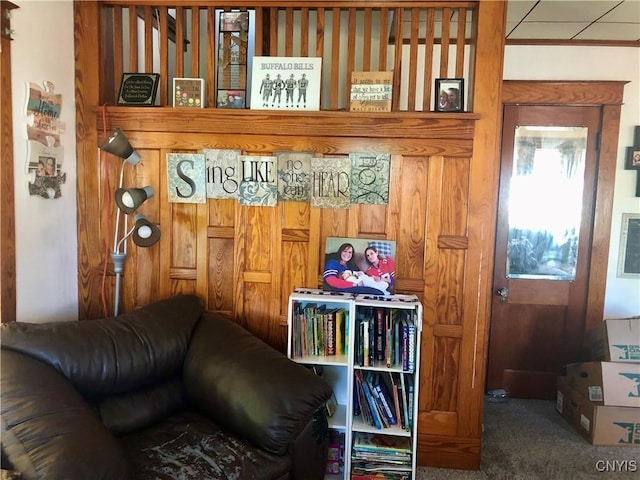 136 Charles St, Watertown-City, NY 13601 - detailed view of carpet floors and wood walls