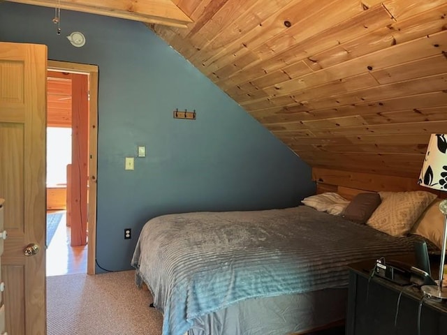 462 Winney Hill Rd, Oneonta-Town, NY 13820 - bedroom with vaulted ceiling, carpet floors, and wooden ceiling