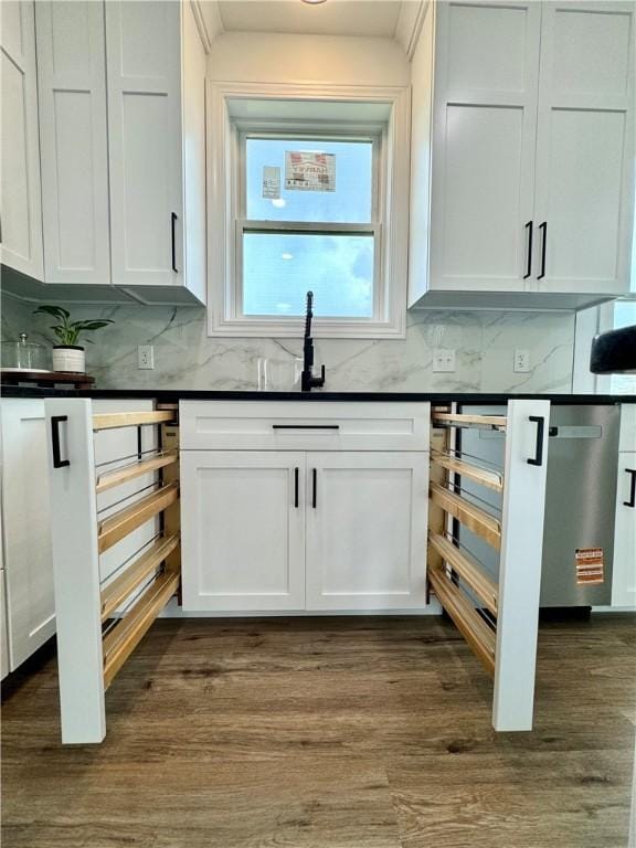 4 Brookwood Hills Dr, Big Flats, NY 14845 - bar with backsplash, dark wood finished floors, and a sink