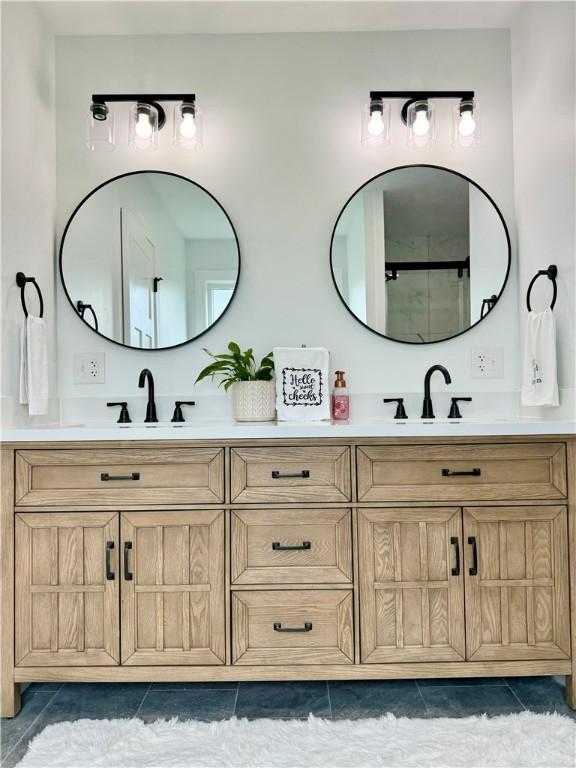 4 Brookwood Hills Dr, Big Flats, NY 14845 - full bathroom with double vanity and tile patterned flooring