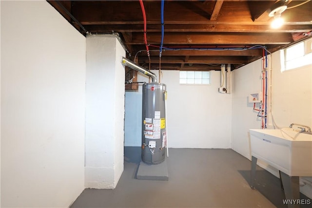 below grade area with water heater