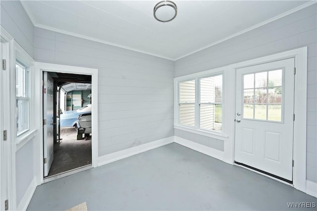 view of unfurnished sunroom