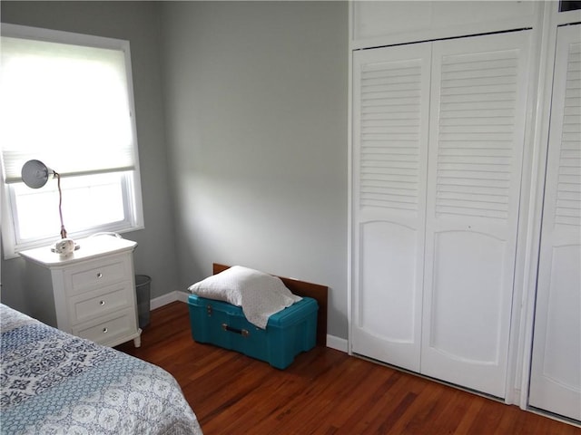 129 Daffodil Dr, Horseheads, NY 14845 - bedroom with dark wood-type flooring, a closet, and baseboards