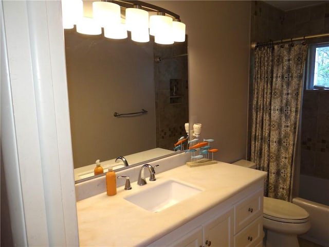 129 Daffodil Dr, Horseheads, NY 14845 - bathroom featuring toilet, shower / bathtub combination with curtain, and vanity