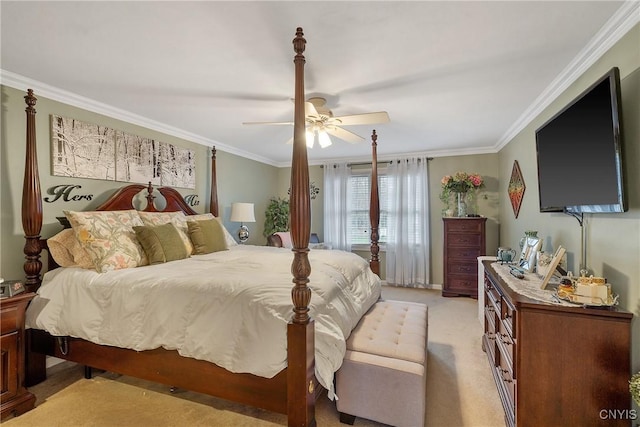 7619 Pico Ln, Lysander, NY 13027 - bedroom with crown molding, light colored carpet, and ceiling fan