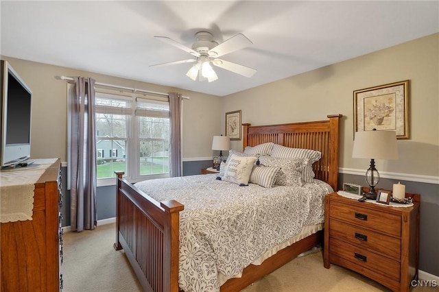 7619 Pico Ln, Lysander, NY 13027 - bedroom featuring light colored carpet, a ceiling fan, and baseboards
