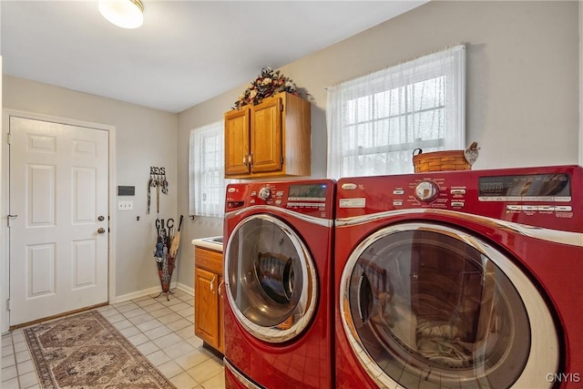 7619 Pico Ln, Lysander, NY 13027 - clothes washing area with washing machine and dryer, healthy amount of natural light, and cabinet space