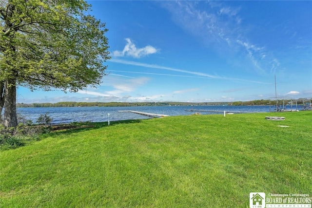 5518 Wells Bay Lakefront, North Harmony, NY 14710 - view of grassy yard with a water view