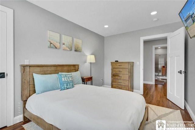 5518 Wells Bay Lakefront, North Harmony, NY 14710 - bedroom with baseboards, wood finished floors, and recessed lighting