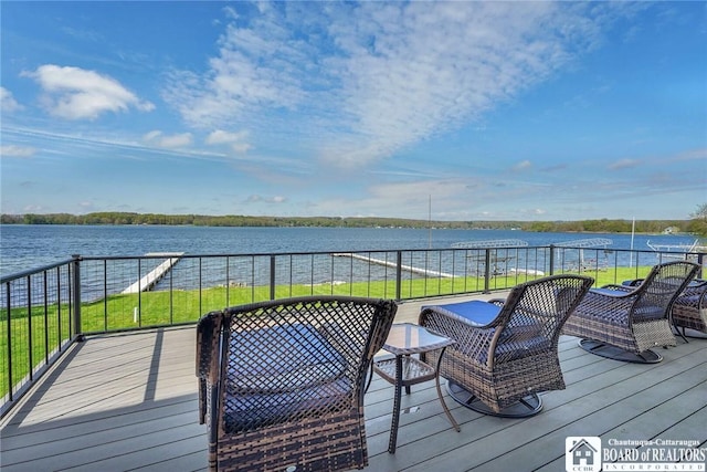5518 Wells Bay Lakefront, North Harmony, NY 14710 - wooden deck featuring a water view