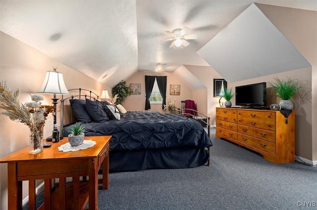 101 Pinehurst Ln, Augusta, NY 13425 - carpeted bedroom with vaulted ceiling, baseboards, and a ceiling fan
