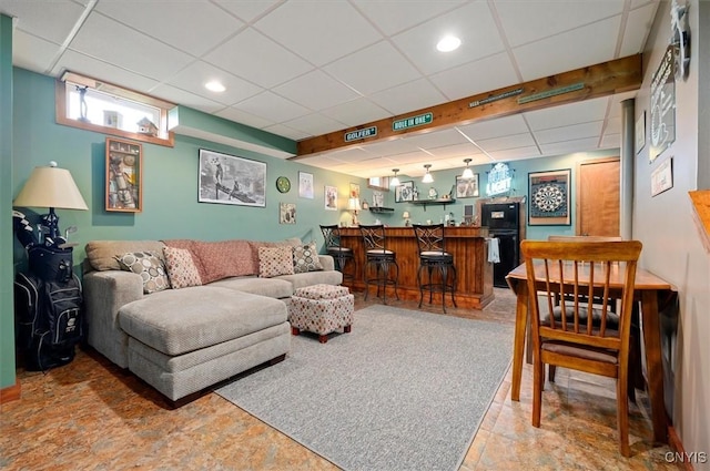 101 Pinehurst Ln, Augusta, NY 13425 - living room with a drop ceiling and bar with sink