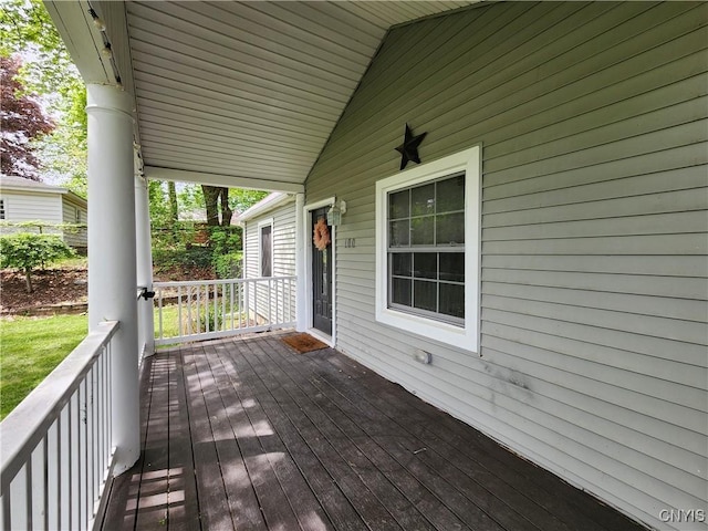 deck featuring a porch