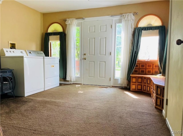 62 Pleasant Valley Rd, Groton, NY 13073 - laundry area featuring independent washer and dryer and carpet flooring