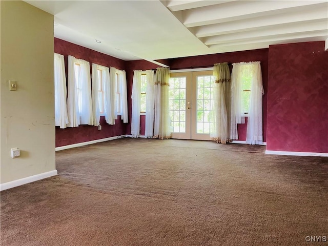 62 Pleasant Valley Rd, Groton, NY 13073 - empty room featuring french doors, baseboards, and carpet floors