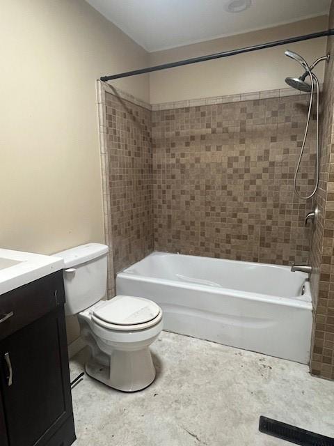 203 Church St, Catharine, NY 14869 - bathroom featuring toilet, vanity, and tub / shower combination