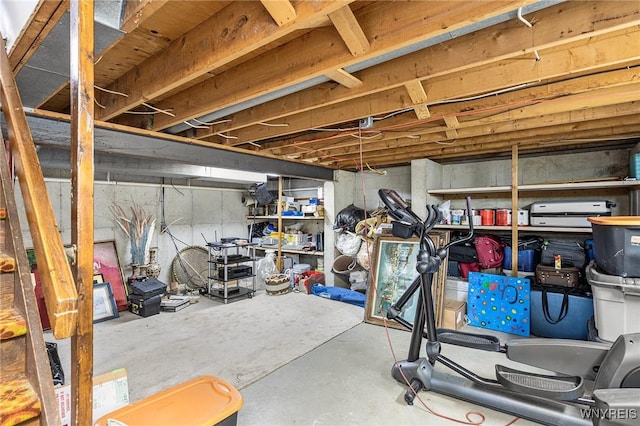 view of unfinished basement