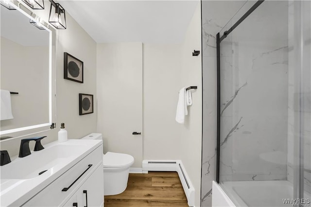 425 W Ln, Lewiston, NY 14092 - full bathroom with a marble finish shower, toilet, wood finished floors, and vanity