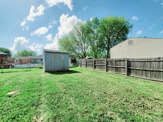 view of yard with a storage shed and an outdoor structure