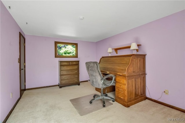 office space with carpet flooring and baseboards