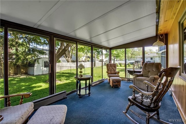 sunroom with lofted ceiling