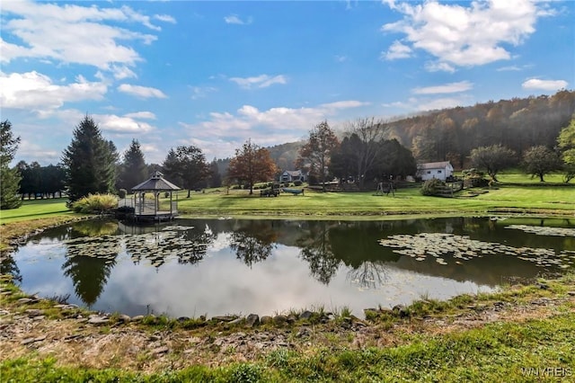 9811 Deer Creek Rd, Genesee, NY 14770 - water view with a gazebo