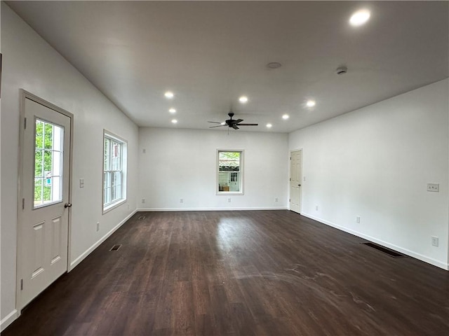 258 Mcmaster St, Bath, NY 14810 - spare room with recessed lighting, a ceiling fan, and dark wood-style flooring
