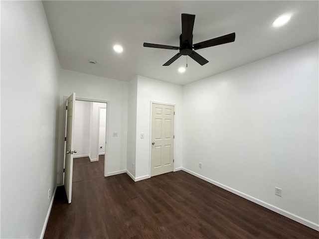 258 Mcmaster St, Bath, NY 14810 - unfurnished bedroom with dark wood-style flooring, recessed lighting, and a ceiling fan