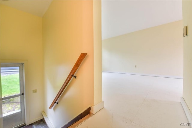 stairway with baseboards