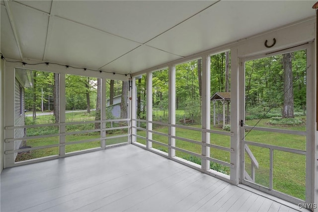 view of unfurnished sunroom