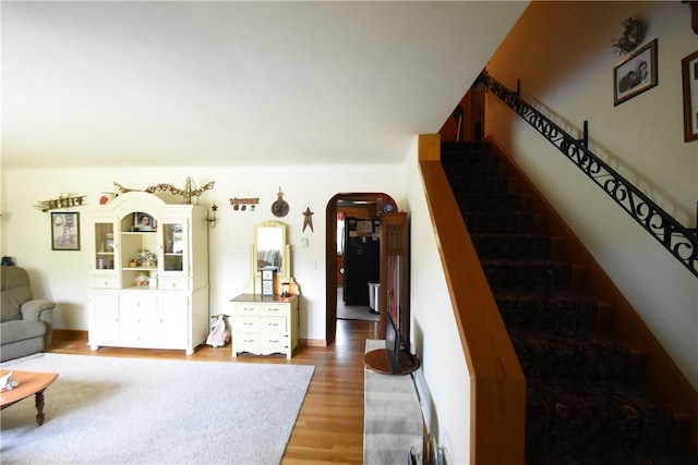 806 Mount Zoar St, Southport, NY 14904 - stairway with wood finished floors and arched walkways