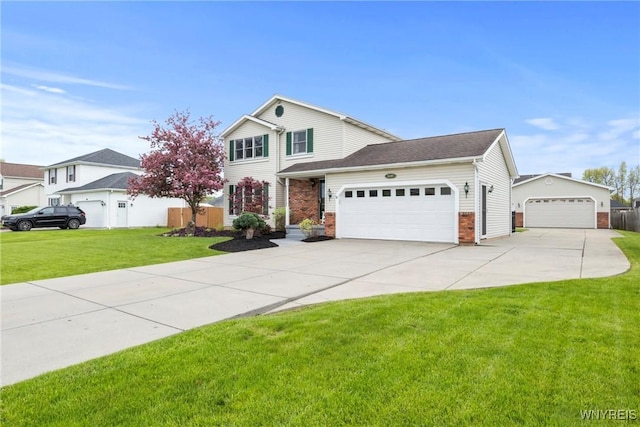 2630 Ferchen St, Wheatfield, NY 14304 - traditional home featuring brick siding, a front lawn, concrete driveway, and a garage