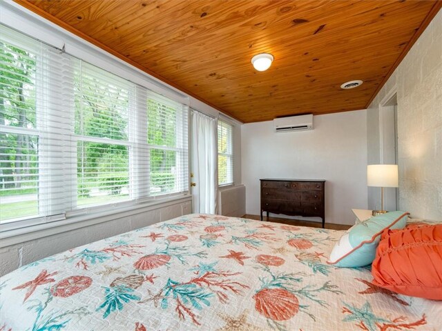 8521 W Buckingham St, Richmond, NY 14471 - bedroom with wooden ceiling and an AC wall unit