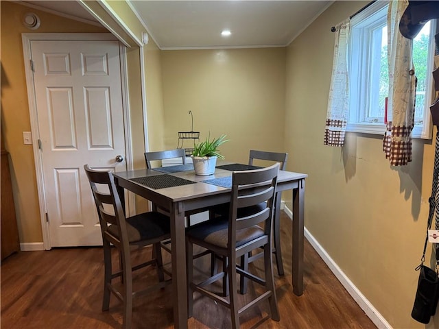 760 Spruce St, Southport, NY 14904 - dining room with wood finished floors, baseboards, crown molding, and recessed lighting
