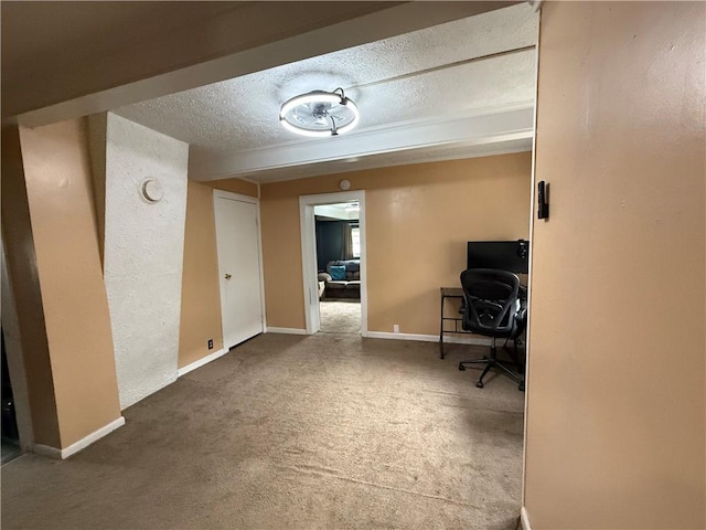 760 Spruce St, Southport, NY 14904 - unfurnished office with a textured ceiling, carpet floors, and baseboards