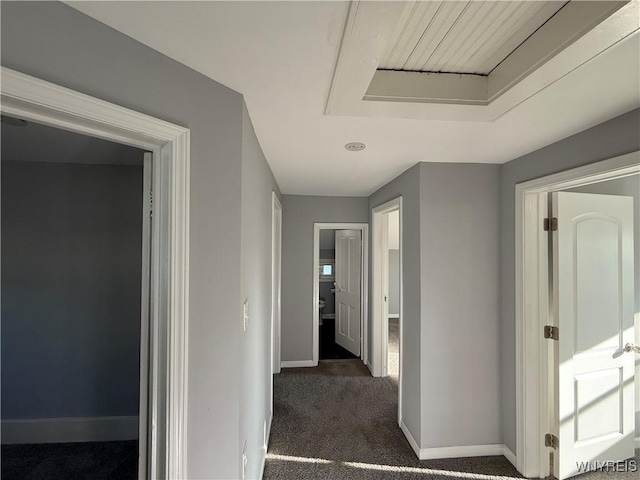 101 Spruce St, Lackawanna, NY 14218 - hallway with baseboards and dark colored carpet