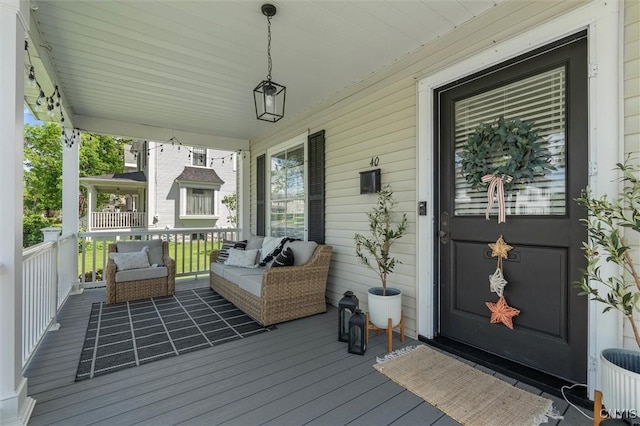 deck with covered porch