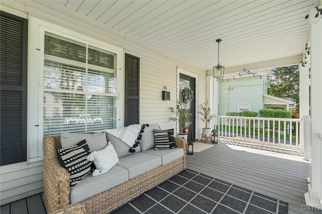 wooden deck with covered porch