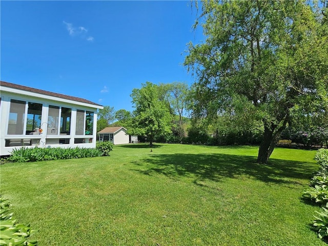 4862 Cross St, Campbell, NY 14821 - view of green lawn with a sunroom