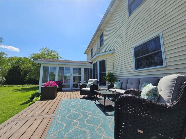 4862 Cross St, Campbell, NY 14821 - deck featuring an outdoor hangout area and a lawn