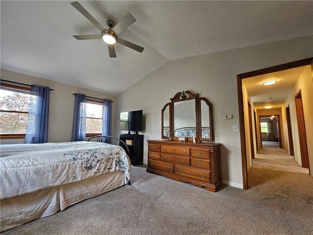 4862 Cross St, Campbell, NY 14821 - carpeted bedroom with vaulted ceiling and a ceiling fan