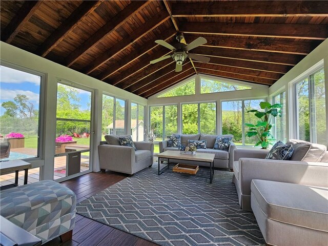 4862 Cross St, Campbell, NY 14821 - sunroom featuring an outdoor living space and ceiling fan