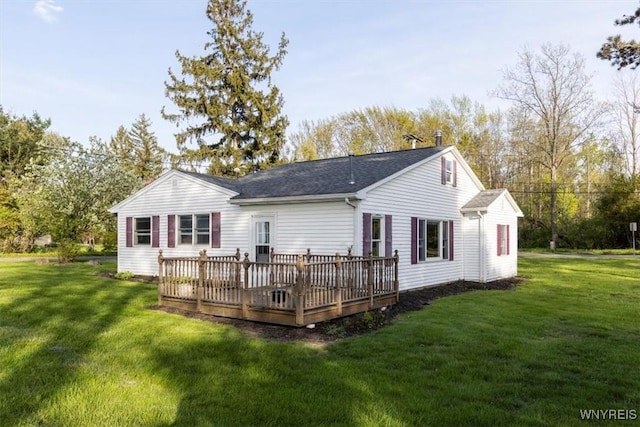 9910 Shorecliff Rd, Evans, NY 14006 - back of property with a yard, a wooden deck, and roof with shingles