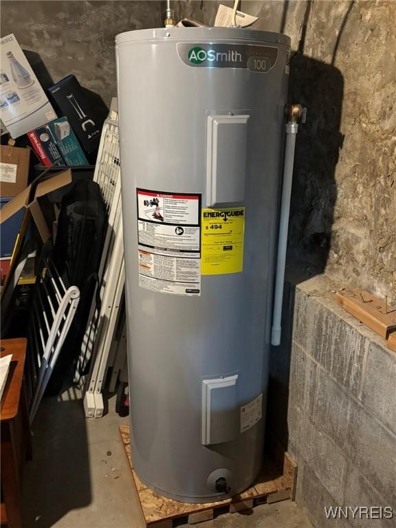 158 E Main St, Concord, NY 14141 - utility room featuring electric water heater