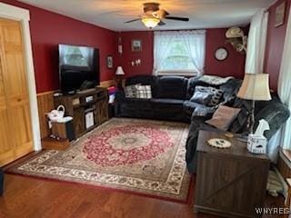 158 E Main St, Concord, NY 14141 - living area with wood finished floors and ceiling fan