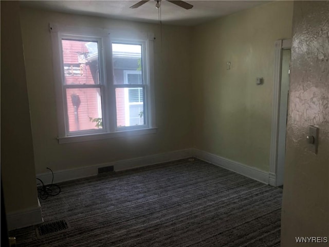 515 9th St, Niagara Falls, NY 14301 - spare room featuring dark colored carpet, ceiling fan, and healthy amount of natural light