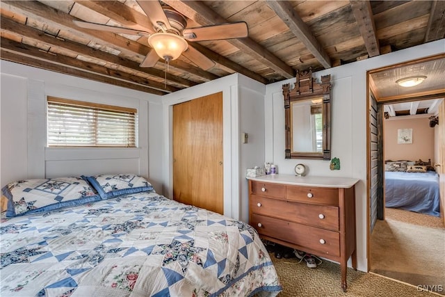 1 Haloah, Hammond, NY 13646 - carpeted bedroom with beam ceiling, wooden ceiling, and a closet