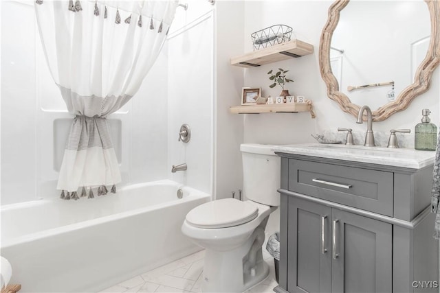 26618 Three Mile Point Rd, Lyme, NY 13622 - full bathroom with toilet, vanity, shower / tub combination, and marble finish floors