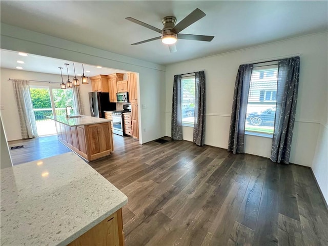 808 Center St, Horseheads, NY 14845 - kitchen with stainless steel appliances, a sink, healthy amount of natural light, and dark wood-type flooring